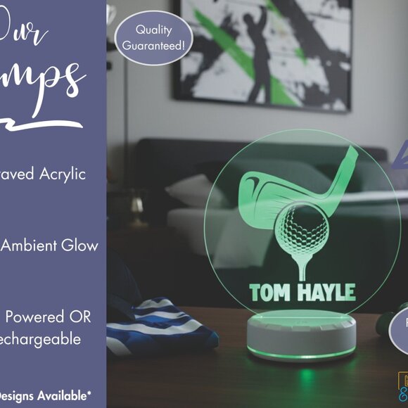Personalized Golf LED Night Light for Golf Lovers - Picture 3 of 8